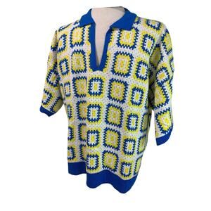 Size XL Boohoo Man Revere Crochet Polo Short Sleeve New Boxy Fit